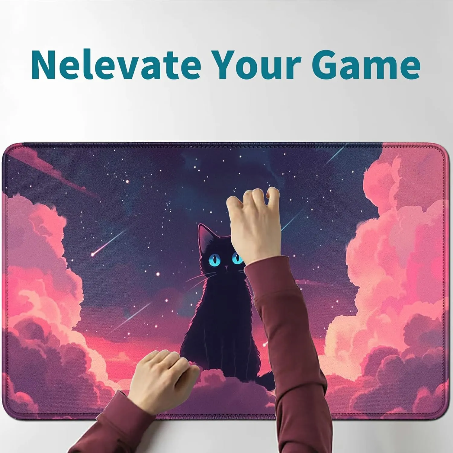 for Cloud Cat MTG Card Playmat & Squirrels Playmat Desk Mats 2Pcs Set 24 X 14 Inch, Stitched Playmat for Commander Board TCG RPG CCG, Play Mat for Card Game Playing Accessories -
