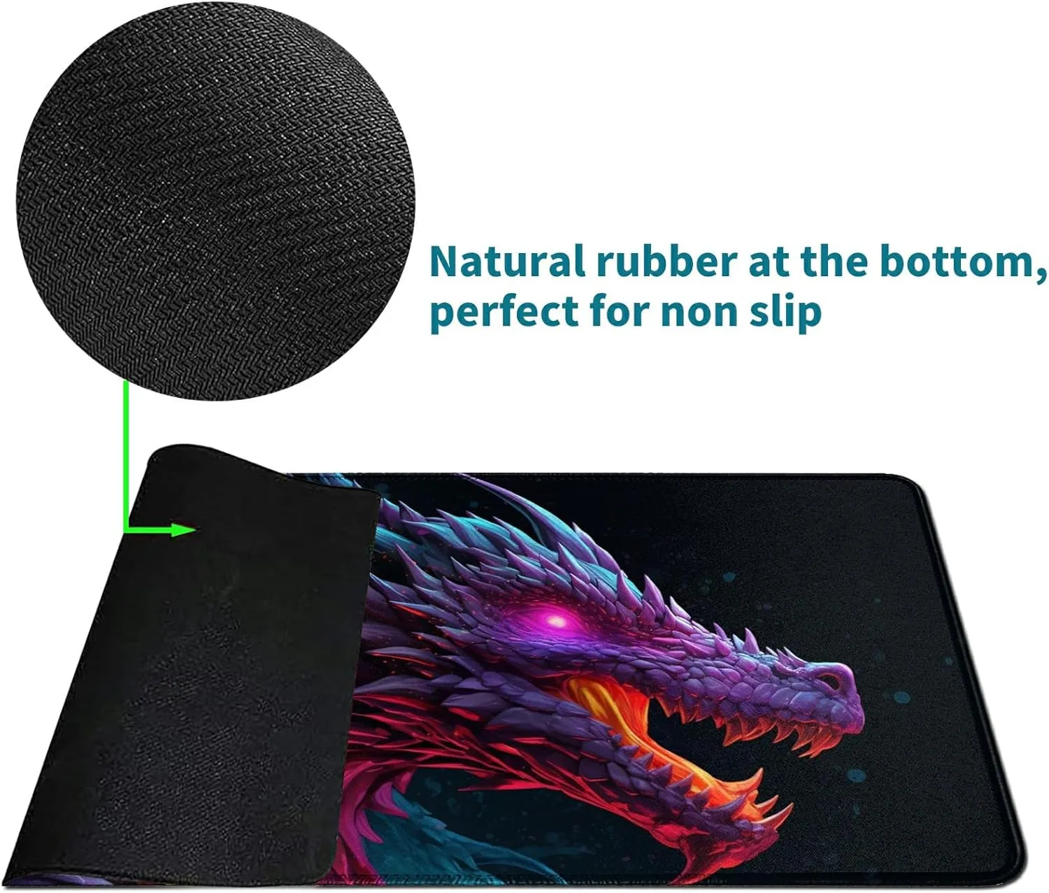for MTG Card Playmat and 100 Count Card Sleeves Set, TCG Playmat Desk Mats 24 X 14 Inch, Stitched Playmat for Commander Board RPG CCG Game Magic The Gathering, Play Mat, Purple Dragon