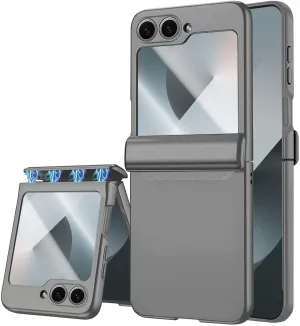 for Samsung Galaxy Z Flip 6 Case, Hinge Protection, Built-in Screen Protector, Wireless Charging, Shockproof, Slim Rugged Phone Protective Case for Galaxy Z Flip 6 Gray