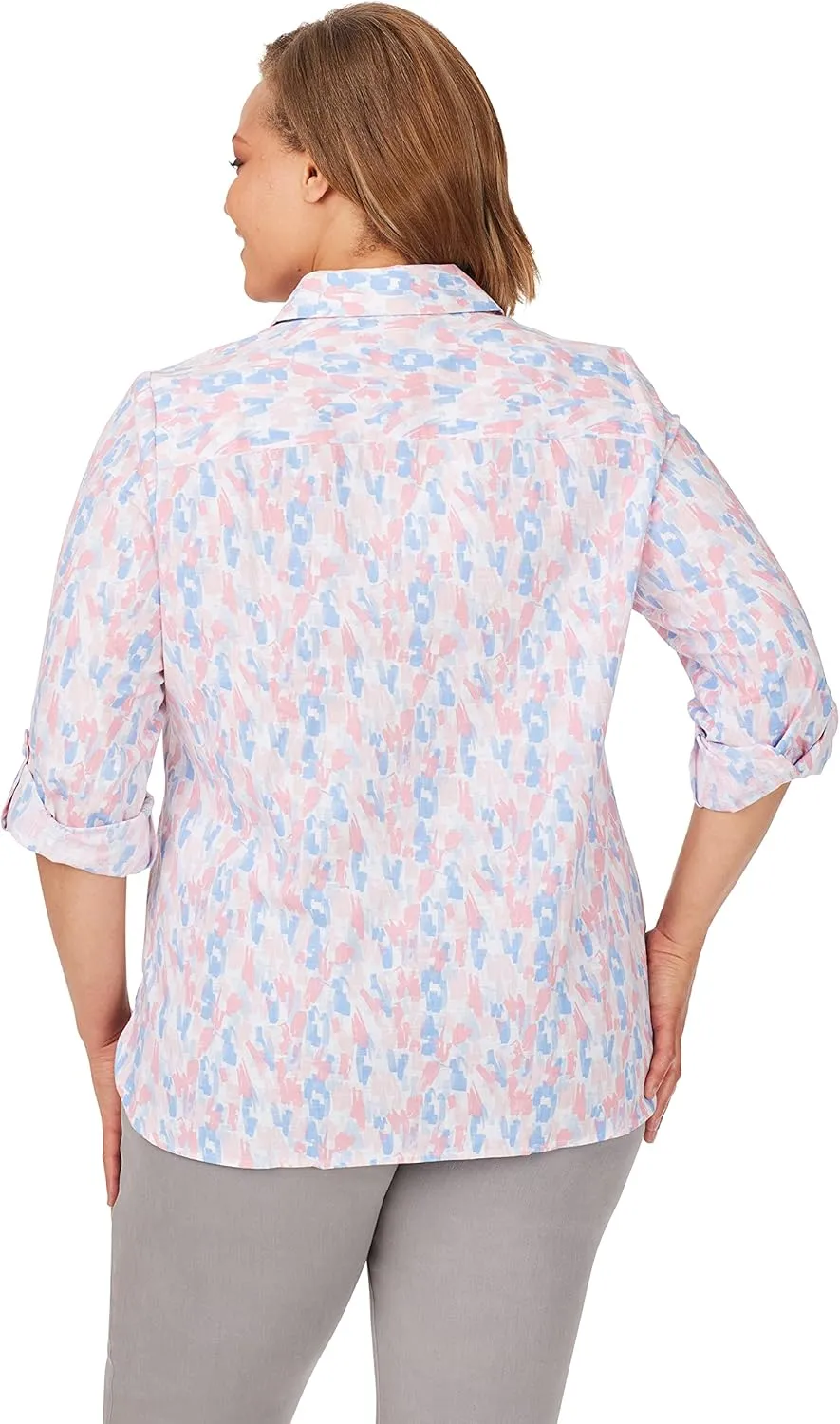 Foxcroft Women's Cole Long Sleeve with Roll Tab Highlights Shirt