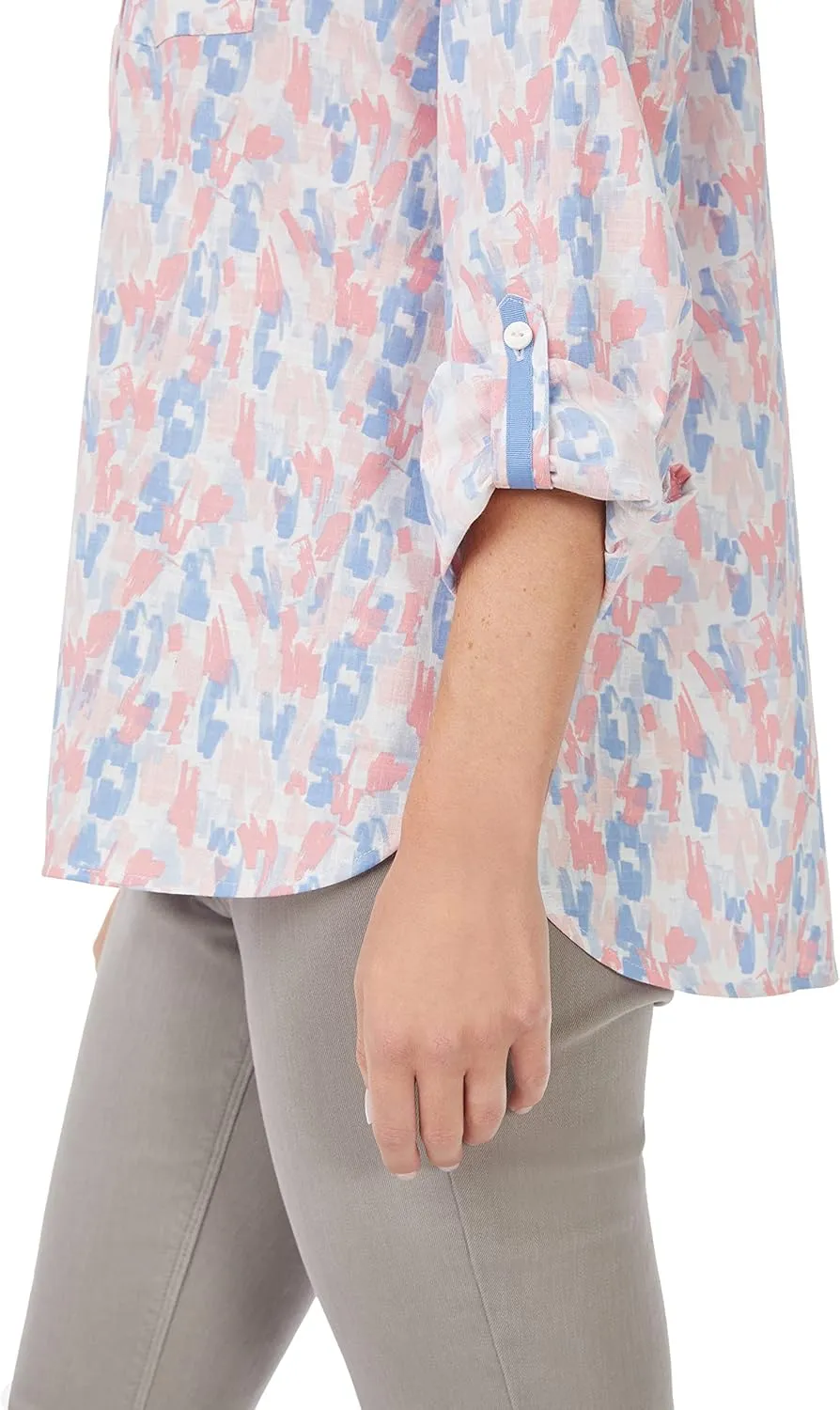 Foxcroft Women's Cole Long Sleeve with Roll Tab Highlights Shirt
