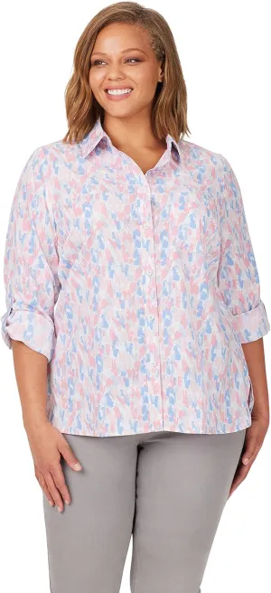 Foxcroft Women's Cole Long Sleeve with Roll Tab Highlights Shirt