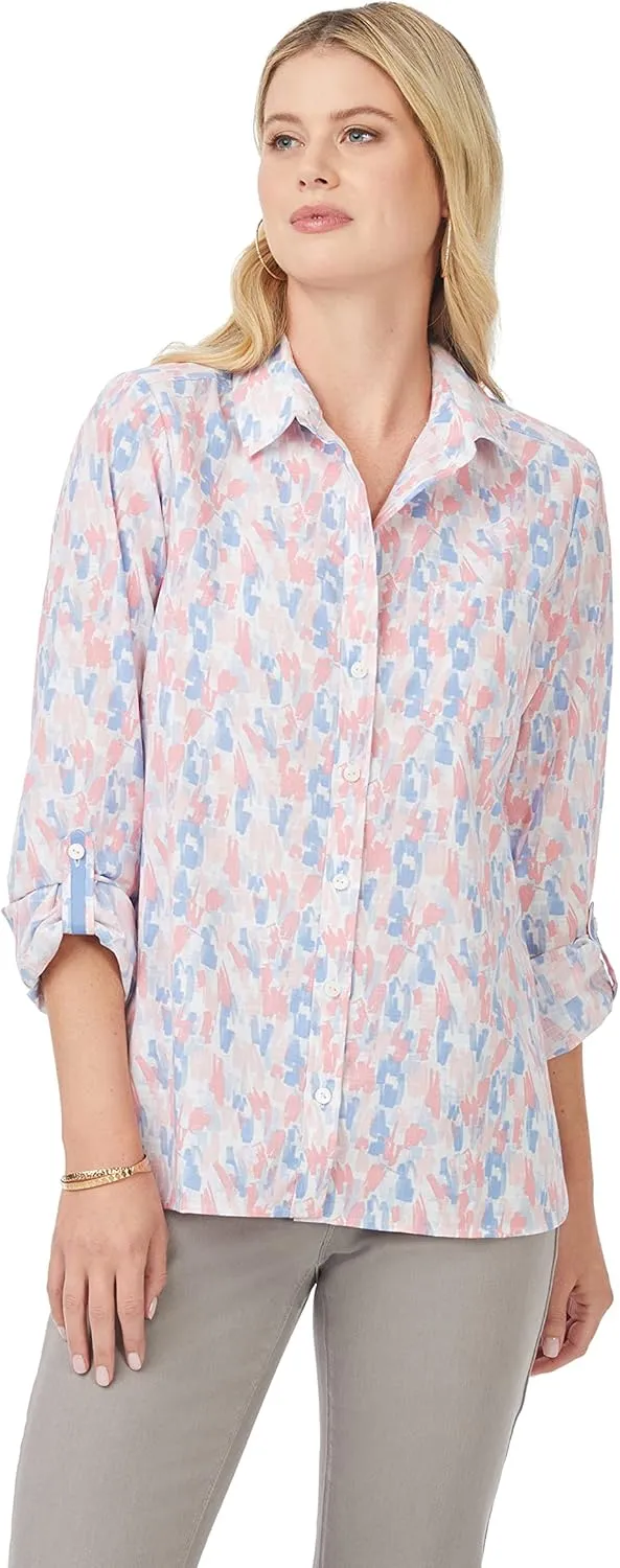 Foxcroft Women's Cole Long Sleeve with Roll Tab Highlights Shirt