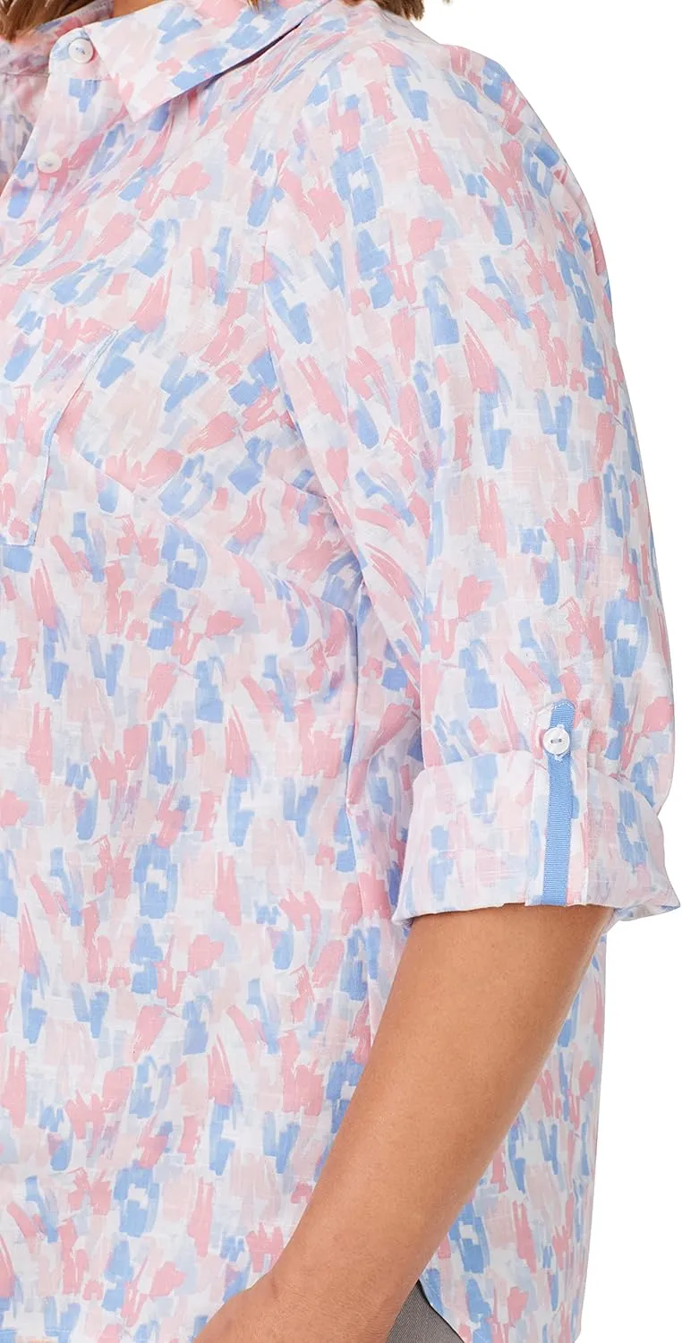 Foxcroft Women's Cole Long Sleeve with Roll Tab Highlights Shirt