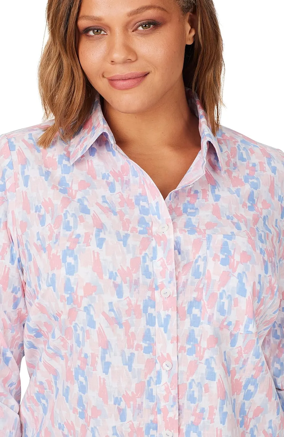 Foxcroft Women's Cole Long Sleeve with Roll Tab Highlights Shirt