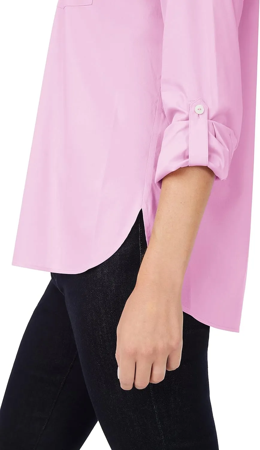 Foxcroft Women's Cole Long Sleeve with Roll Tab Stretch Solid Shirt