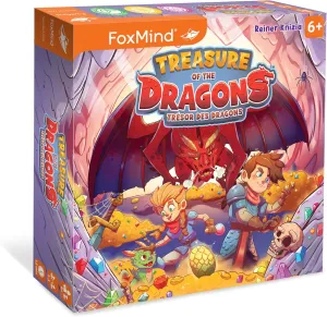FoxMind Games: Treasure of The Dragons - Tile Flipping Memory Game, Match Tiles & Collect Treasure, Fantasy Theme, Family & Kids Ages 6 , 2-5 Players
