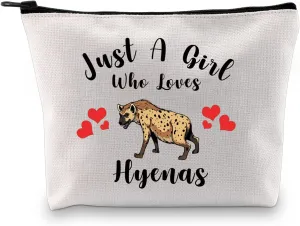 G2TUP Hyena Gift Who Loves Hyenas Makeup Bag Hyena Lover Cosmetic Bag Hyena Themed Gift Hyenas Fan Gift Animal Lover Zipper Travel Bag (Who Loves Hyenas White Bag)