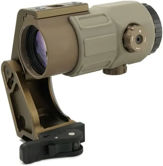G45 5X Magnifier with 2.26 FTC Mount Combo，Quick Release and Flip-to-Center (FTC) Mechanism，CNC 7065 Alumnium，Black/FDE/TAC (TAN Combo)