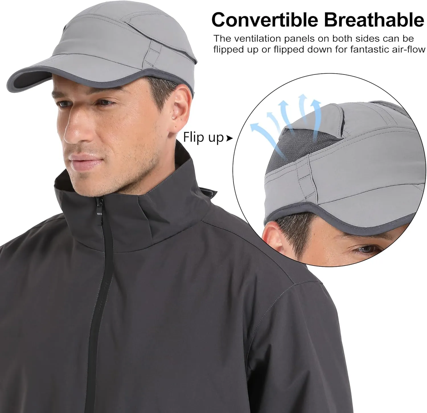 GADIEMKENSD Quick Drying Baseball Cap with Mesh Ventilation, Foldable Brim, Sun Protection UPF 50 