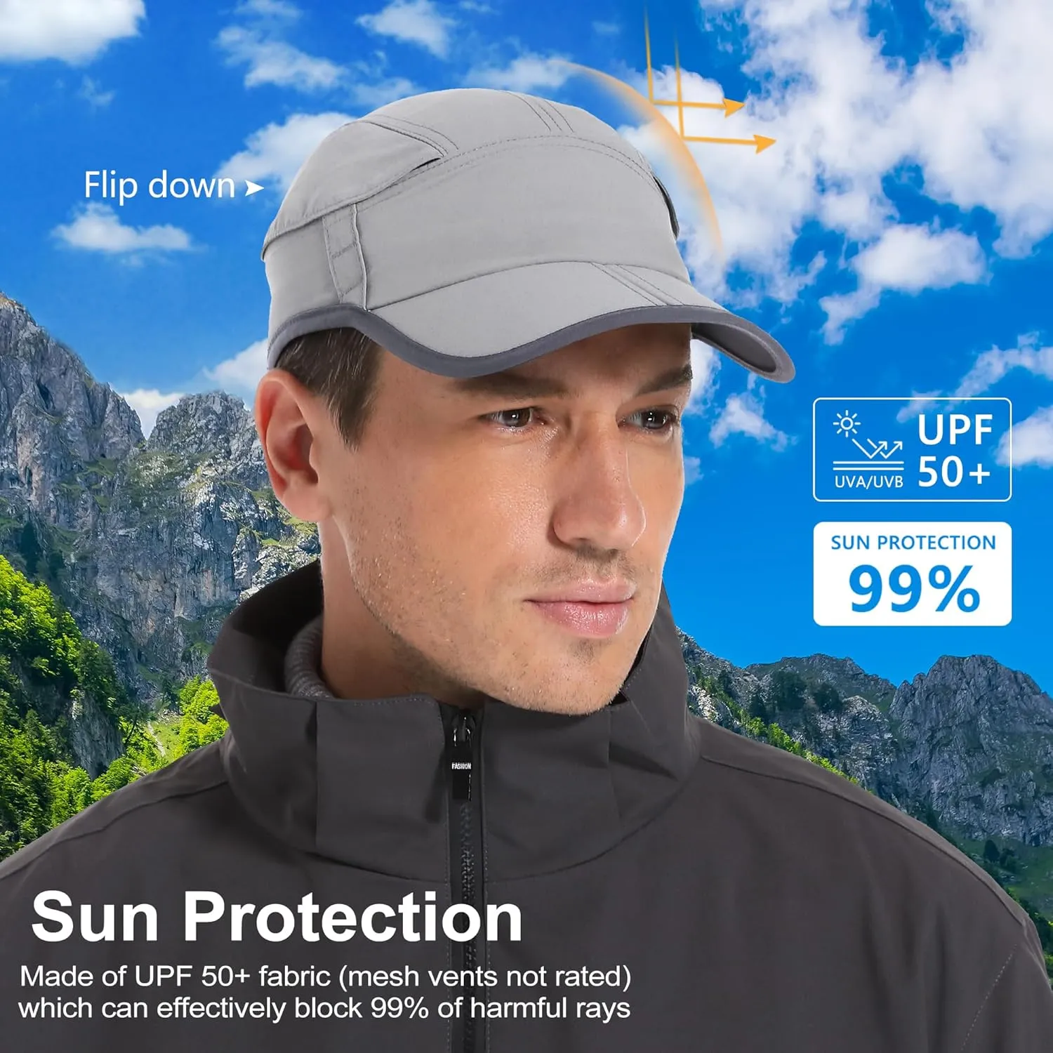 GADIEMKENSD Quick Drying Baseball Cap with Mesh Ventilation, Foldable Brim, Sun Protection UPF 50 