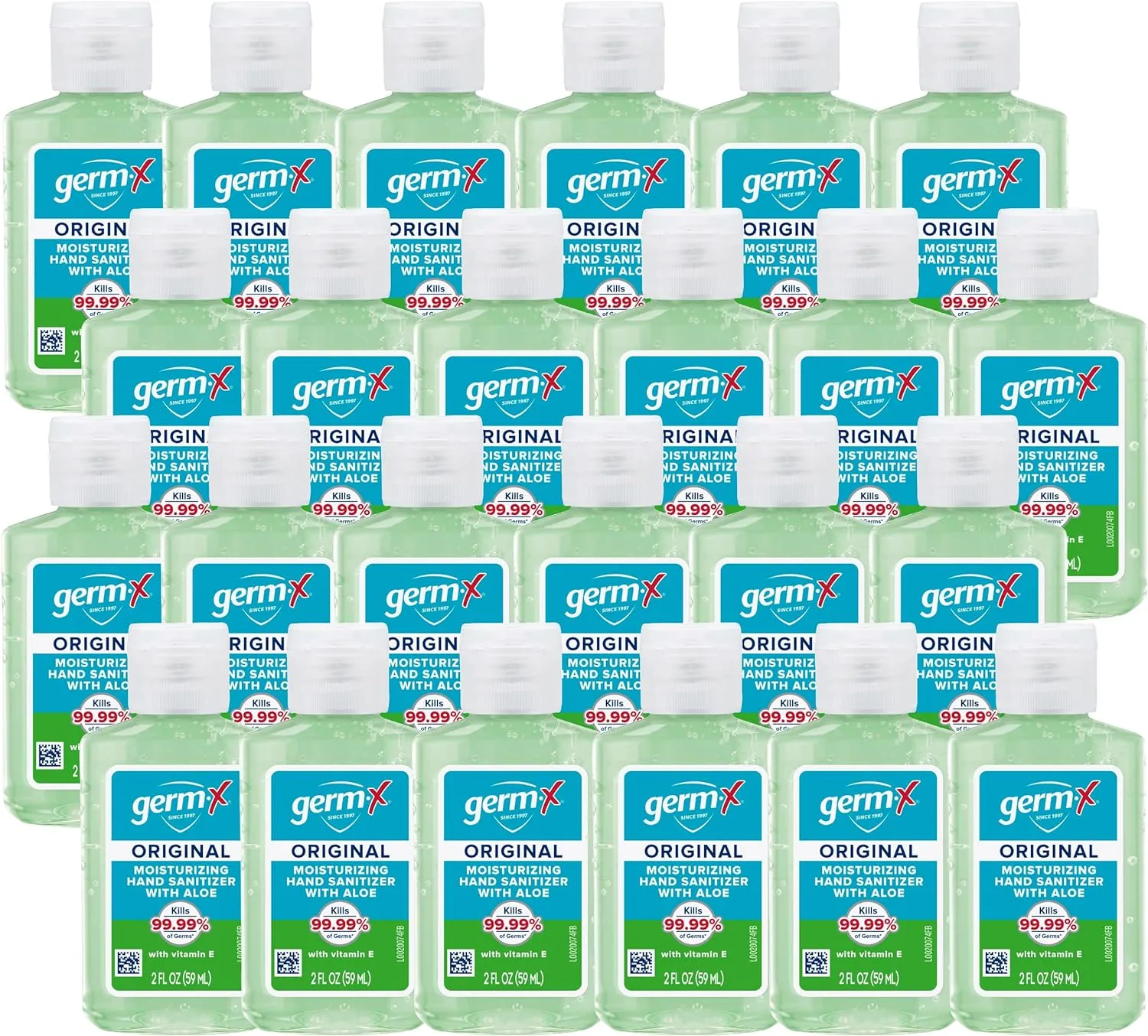 Germ-X Original Hand Sanitizer, Kids Hand Sanitizer, Non-Drying Moisturizing Gel with Aloe, Instant and No Rinse Formula, Bulk Mini Travel Size for On-The-Go, 2 Fl Oz (Pack of 24)