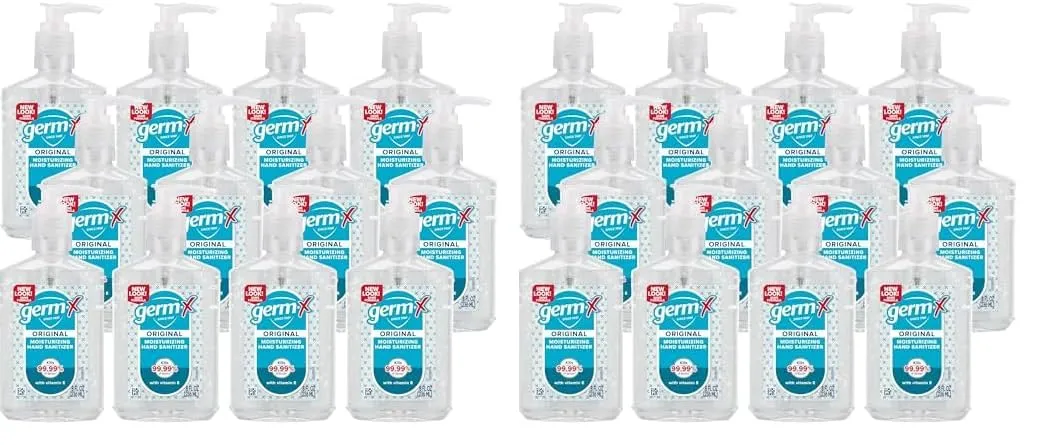 Germ-X Original Hand Sanitizer, Non-Drying Moisturizing Gel with Vitamin E, Instant and No Rinse Formula, 8 Fl Oz Pump Bottle (Pack of 24)