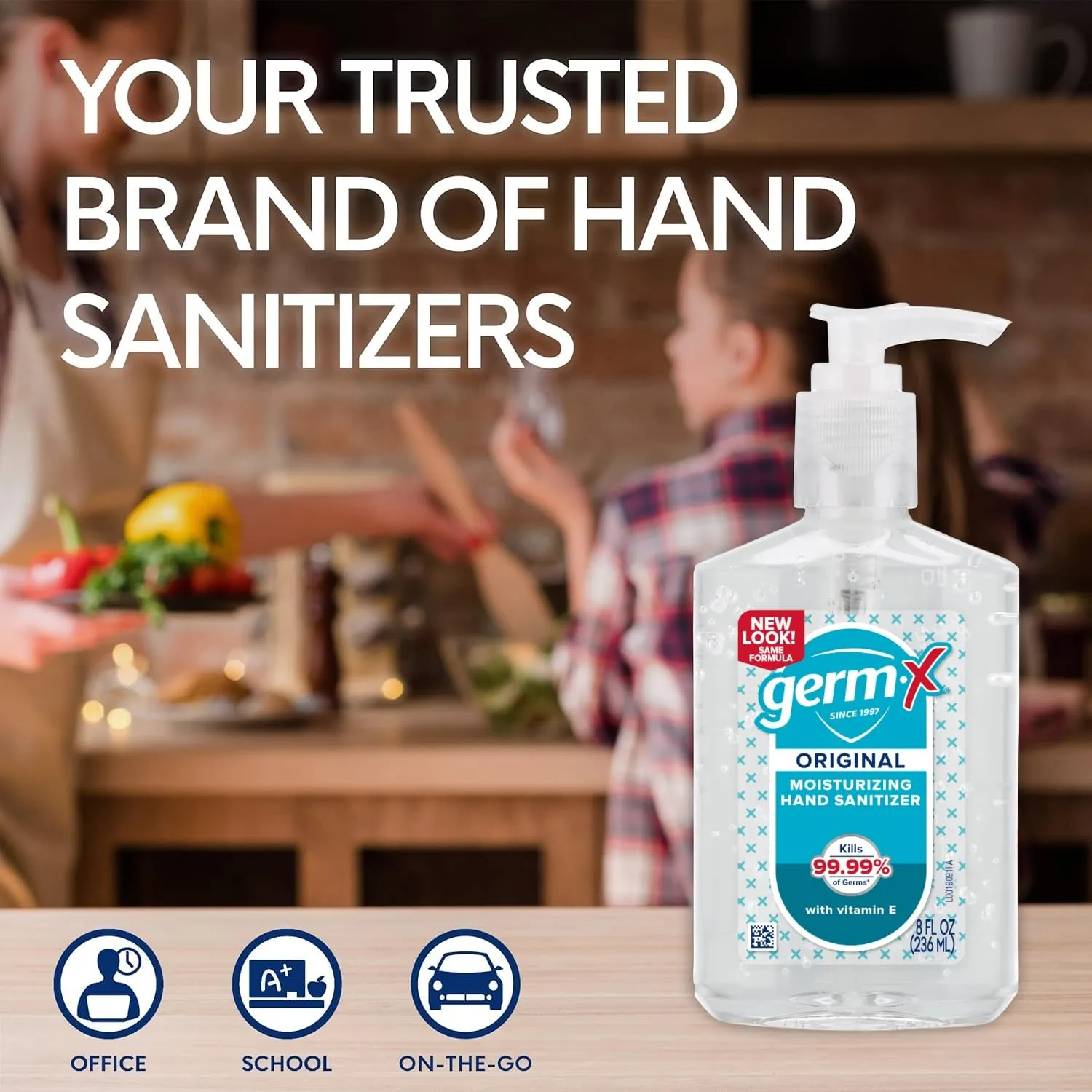 Germ-X Original Hand Sanitizer, Non-Drying Moisturizing Gel with Vitamin E, Instant and No Rinse Formula, 8 Fl Oz Pump Bottle (Pack of 24)