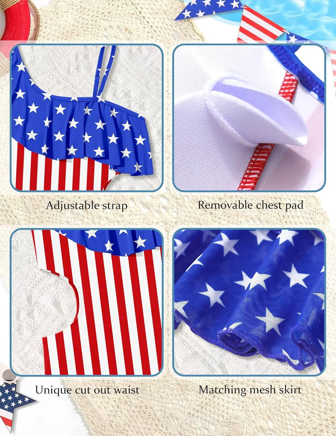 Girls One Piece Swimsuits Cut Out Swimsuit with Mesh Skirt Ruffle Girls Bathing Suit 9-16 Years Summer Beach Swimwear
