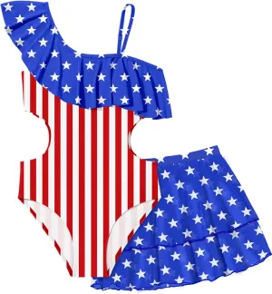 Girls One Piece Swimsuits Cut Out Swimsuit with Mesh Skirt Ruffle Girls Bathing Suit 9-16 Years Summer Beach Swimwear