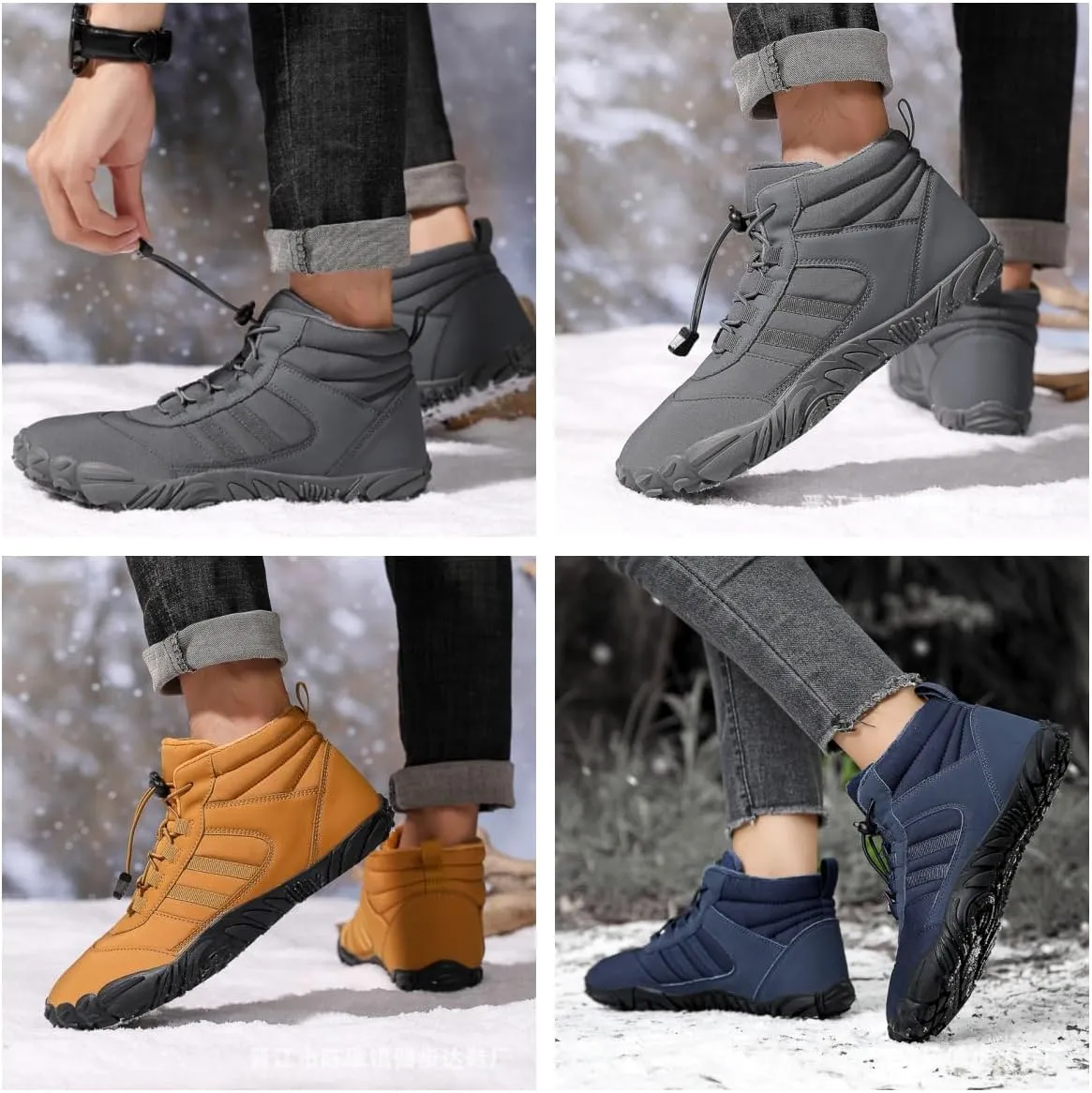 Glaci a Barefoot Shoes for Men Women Winter, Winter Boots Hiking Shoes, Wide Toe Warm Non-slip Waterproof