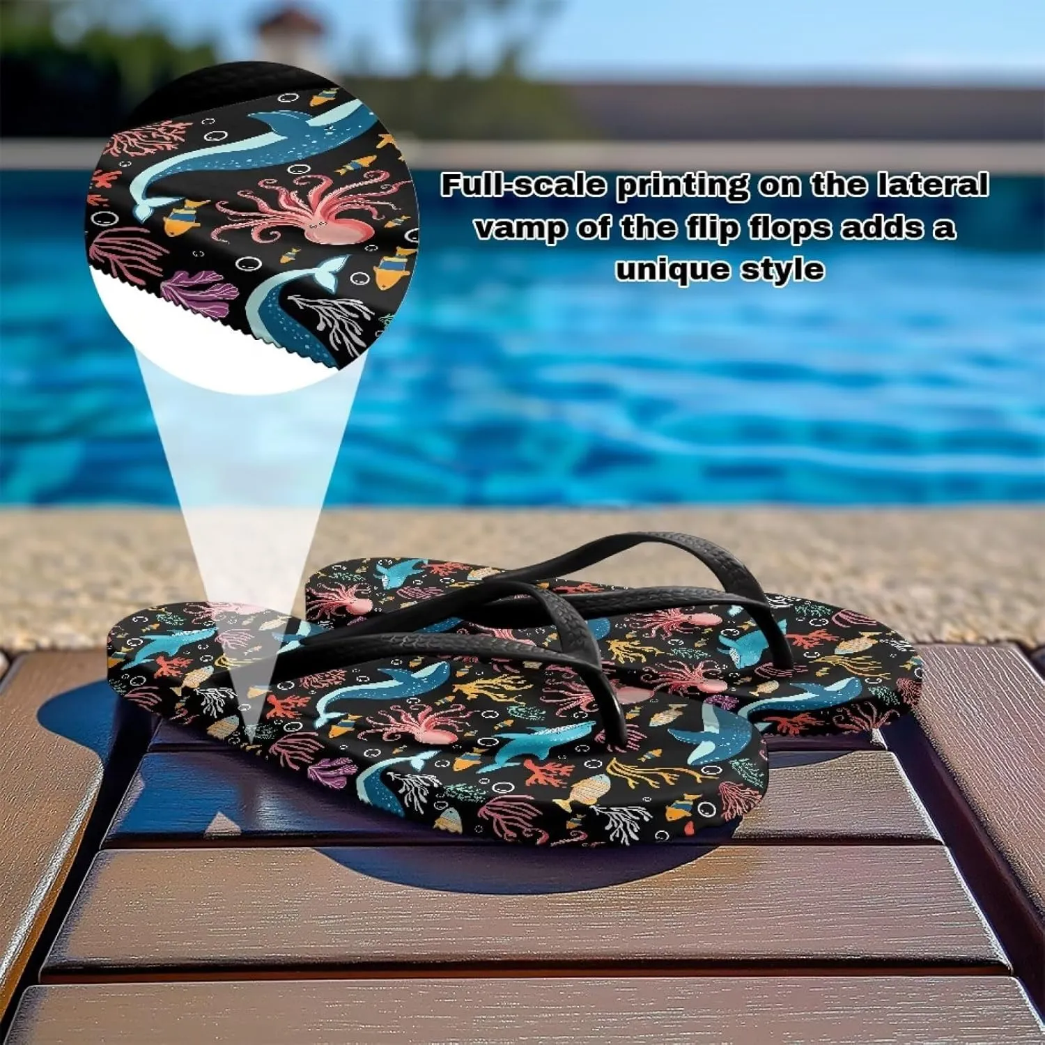 GOSTONG Flip Flops for Women Yoga Mat Comfort Summer Beach Walking Thong Sandals Slip On Non-Slip Indoor Outdoor Slippers Black Strap Size 5-9