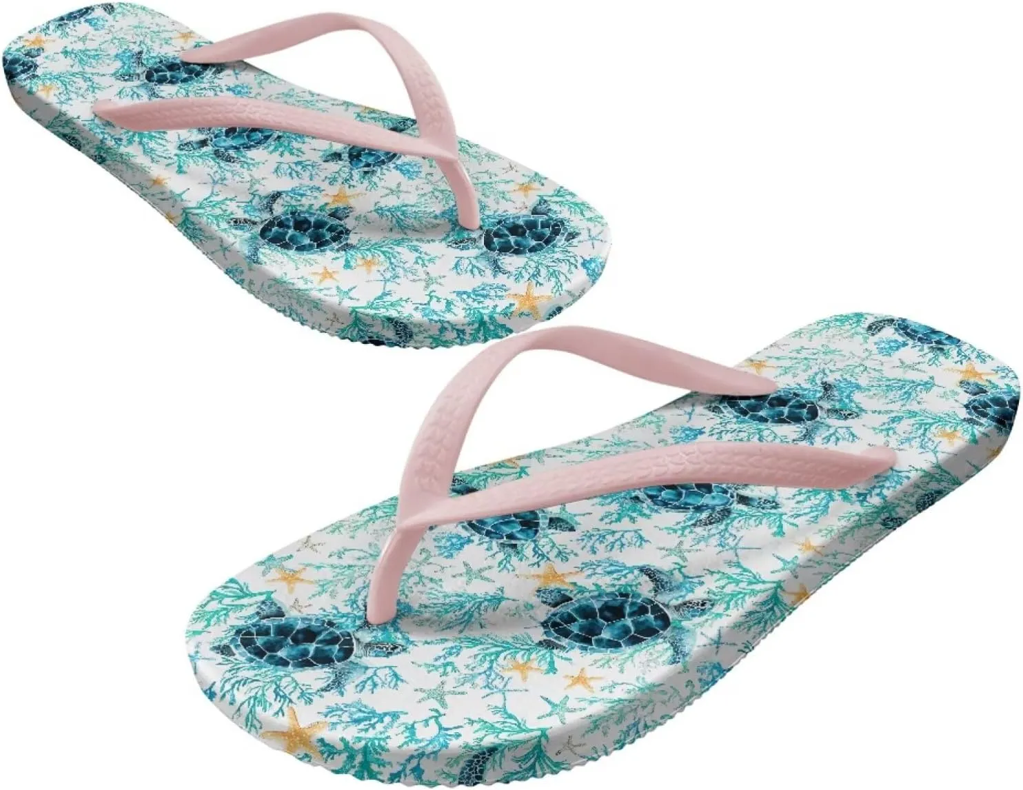 GOSTONG Slim Flip Flops for Women Comfortable No-Slip Summer Sandals for Beach Pool Casual and Everyday Wear Pink Strap Size 5-9