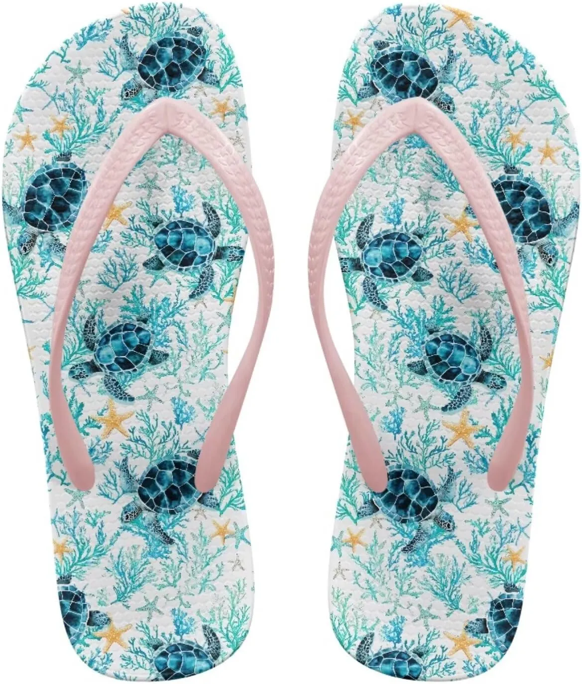 GOSTONG Slim Flip Flops for Women Comfortable No-Slip Summer Sandals for Beach Pool Casual and Everyday Wear Pink Strap Size 5-9