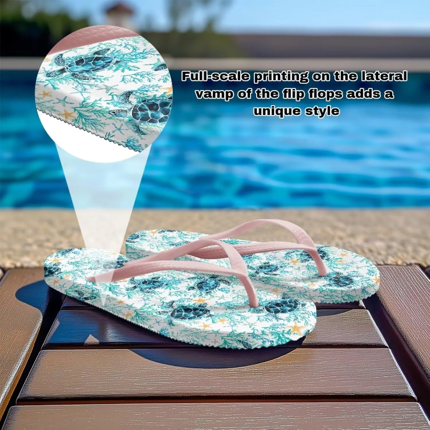 GOSTONG Slim Flip Flops for Women Comfortable No-Slip Summer Sandals for Beach Pool Casual and Everyday Wear Pink Strap Size 5-9