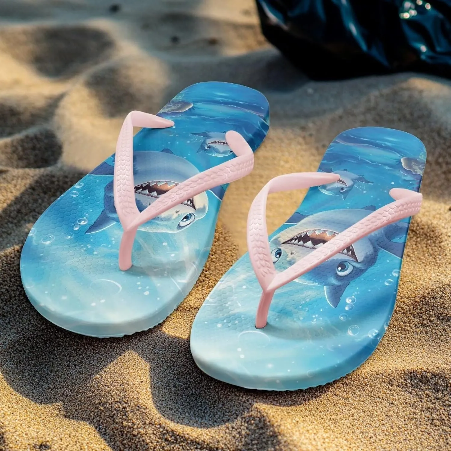 GOSTONG Women Flip Flops Soft Lightweight Beach Pool & Vacation Slides Sandals Non-Slip Sole Summer Essentials Pink Strap Size 5.5-9.5