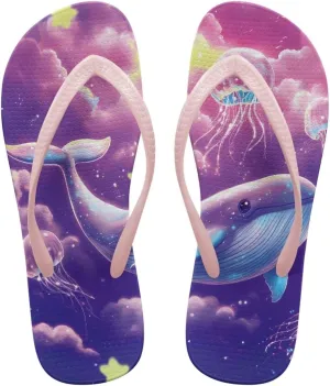 GOSTONG Women Flip Flops Soft Lightweight Beach Pool & Vacation Slides Sandals Non-Slip Sole Summer Essentials Pink Strap Size 5.5-9.5