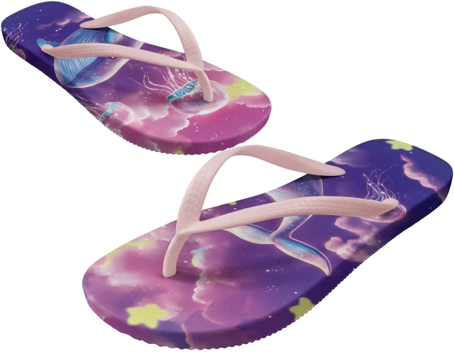 GOSTONG Women Flip Flops Soft Lightweight Beach Pool & Vacation Slides Sandals Non-Slip Sole Summer Essentials Pink Strap Size 5.5-9.5