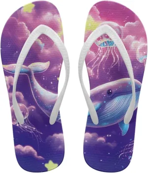 GOSTONG Women's Flip Flops Lightweight No-Slip Thong Sandals Shower Bathroom Slippers for Pool Beach Parties & Vacation Comfort White Strap Size 5.5-9.5