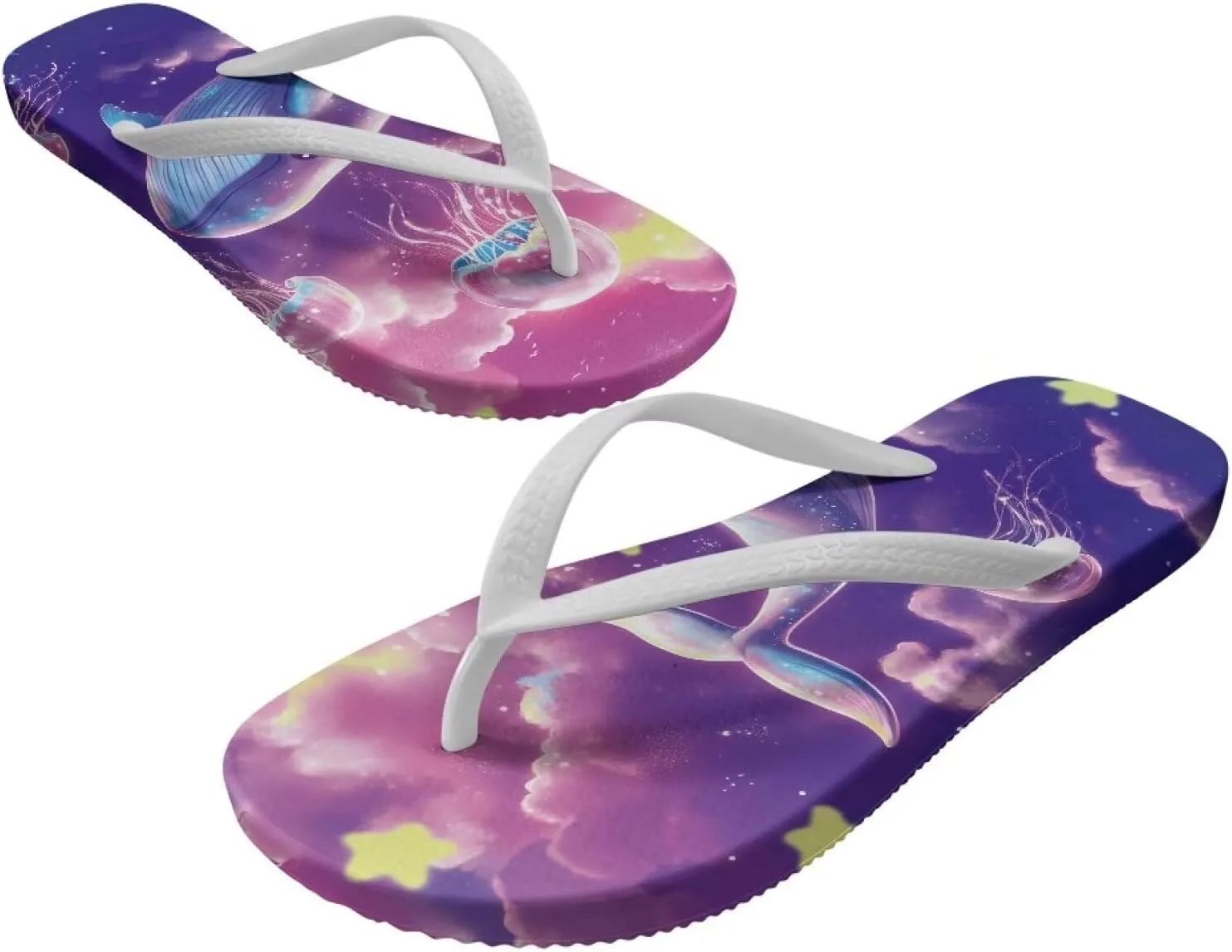 GOSTONG Women's Flip Flops Lightweight No-Slip Thong Sandals Shower Bathroom Slippers for Pool Beach Parties & Vacation Comfort White Strap Size 5.5-9.5