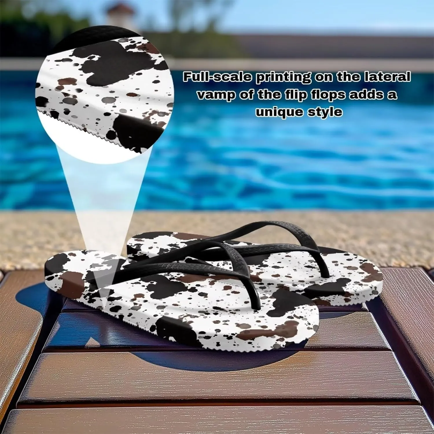 GOSTONG Women's Vacation Sandals Soft Non-Slip Flip Flops Lightweight Beach Pool Sandals Summer Slippers for Teen Girls Black Strap Size 5.5-9.5