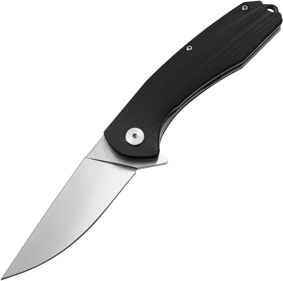 Grand Way Flipper Knife - Folding Flipper Pocket Knife - Classic Fold Knives Stainless Steel Blade with G-10 Handle&Metal Clip - Best Tourist Flipper Knife for Urban Camping and Hiking S-34