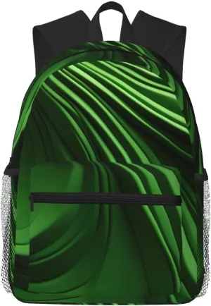 Green Curve Texture Print Lightweight And Comfortable Duffel Bag, Casual Daypack, Multipurpose Backpack