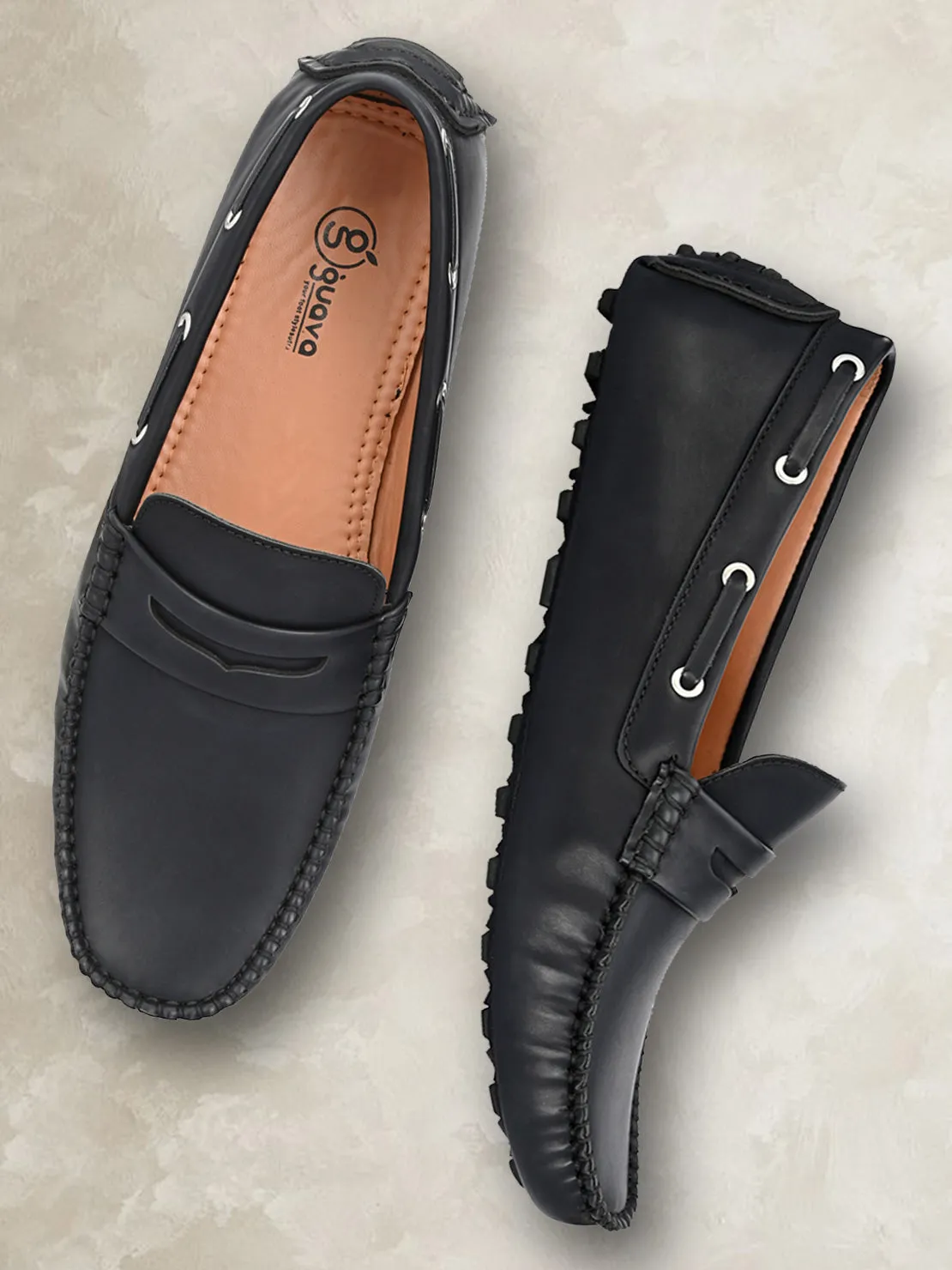 Guava Men's Black Casual Slip On Driving Loafers (GV15JA745)