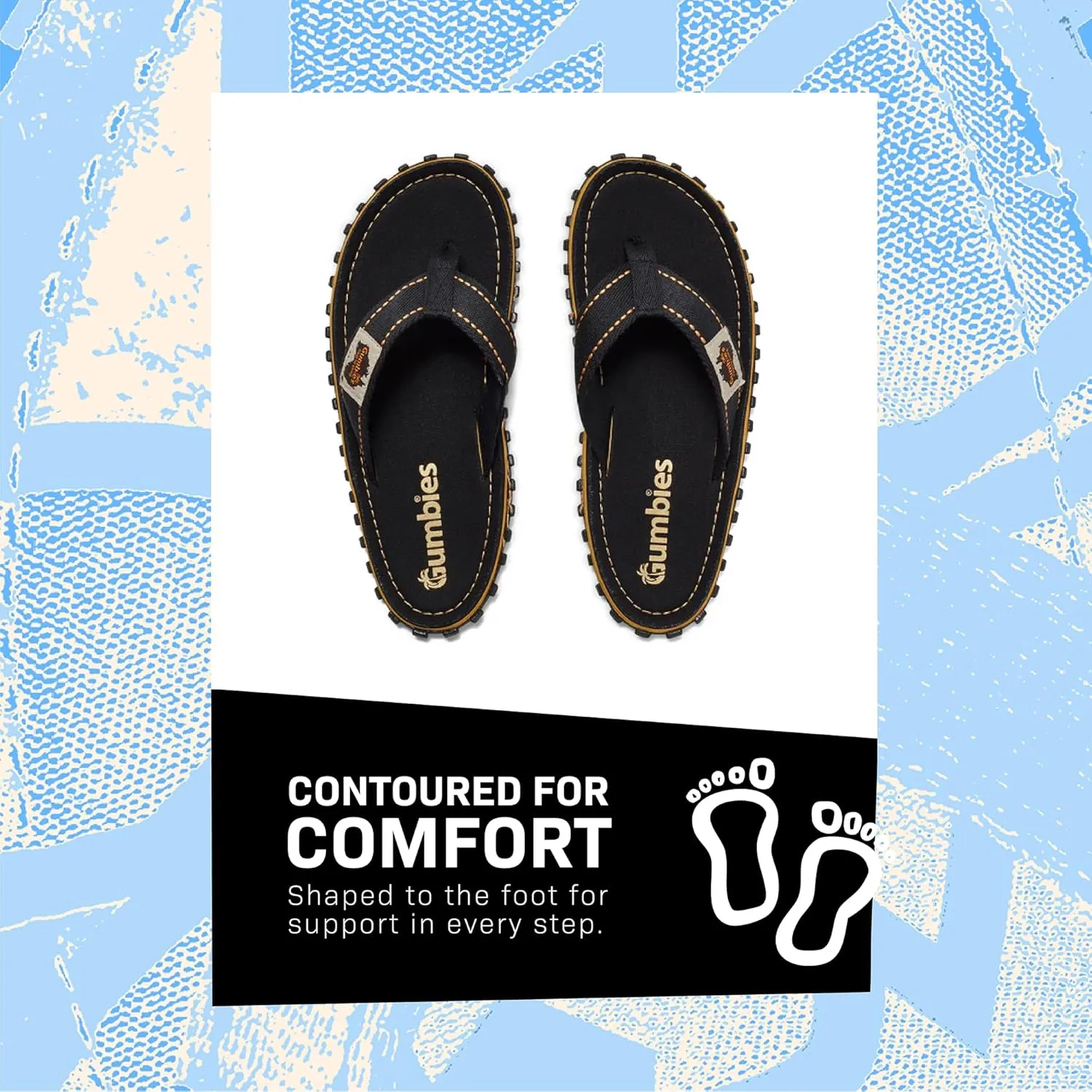 Gumbies Islander Flip-Flops | Unisex Classic Canvas Flip-Flops with Recycled Rubber Outsole & Cotton Footbed | Contoured, Lightweight & Everyday Comfortable