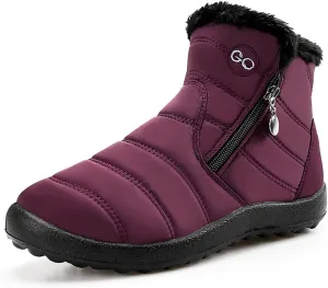 HARENCE Snow Boots for Women Winter Boot with Comfortable Warm Fur Lined Ankle Booties Outdoor Slip On Waterproof Short Boots