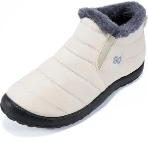 HARENCE Snow Boots for Women Winter Boot with Comfortable Warm Fur Lined Ankle Booties Outdoor Slip On Waterproof Short Boots
