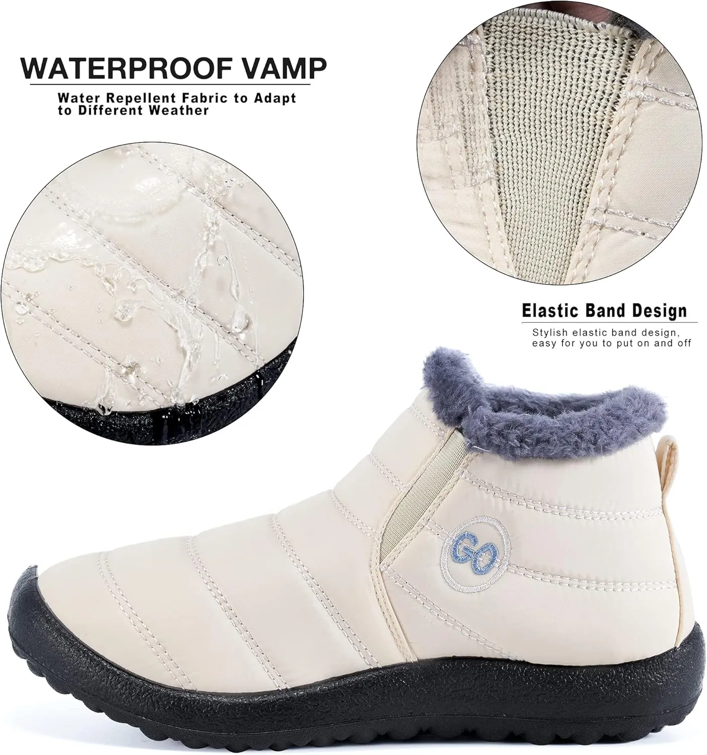 HARENCE Snow Boots for Women Winter Boot with Comfortable Warm Fur Lined Ankle Booties Outdoor Slip On Waterproof Short Boots