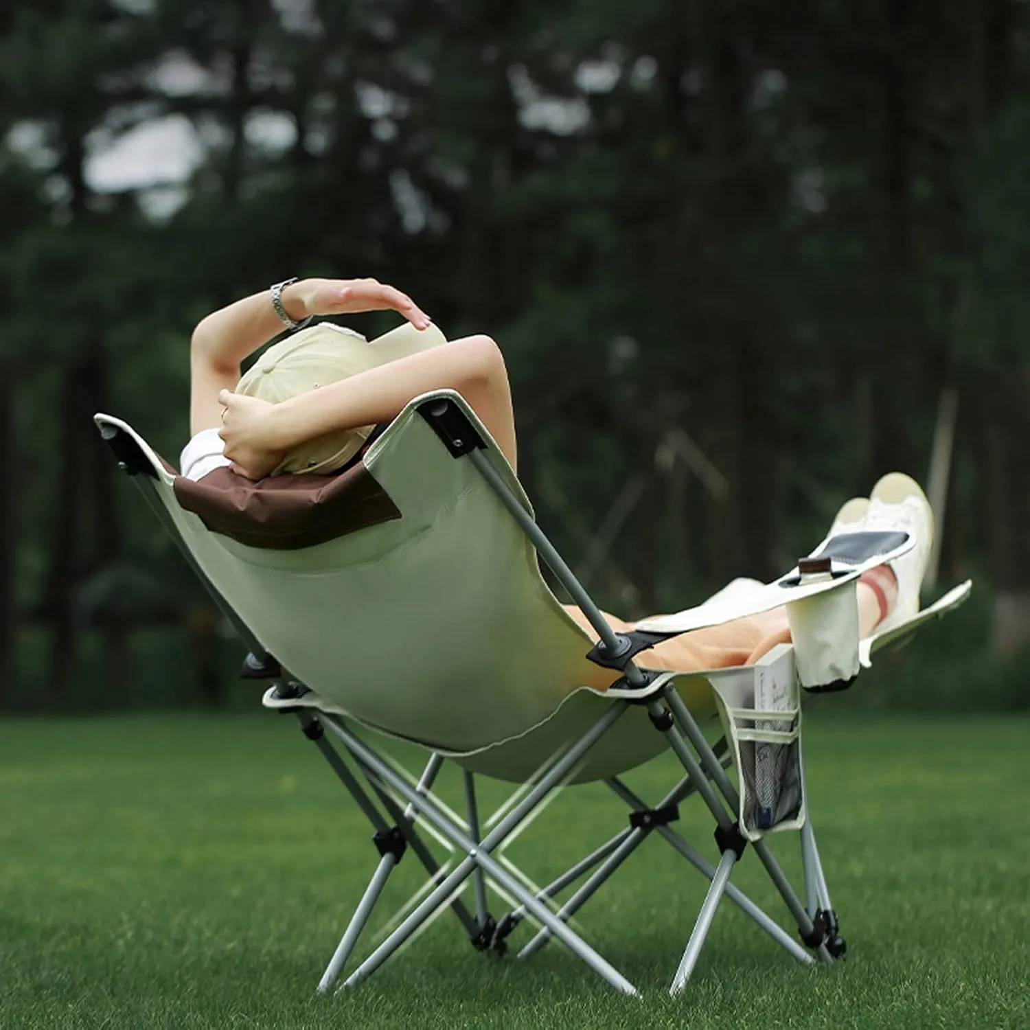 Heavy Duty Camping Chair Folding Reclining Lounge ChairHeavy Duty Supports 280 Lbs Suitable for Outdoor Activities, Hiking, Camping, Picnic Camping Chair with Portable Storage Bag