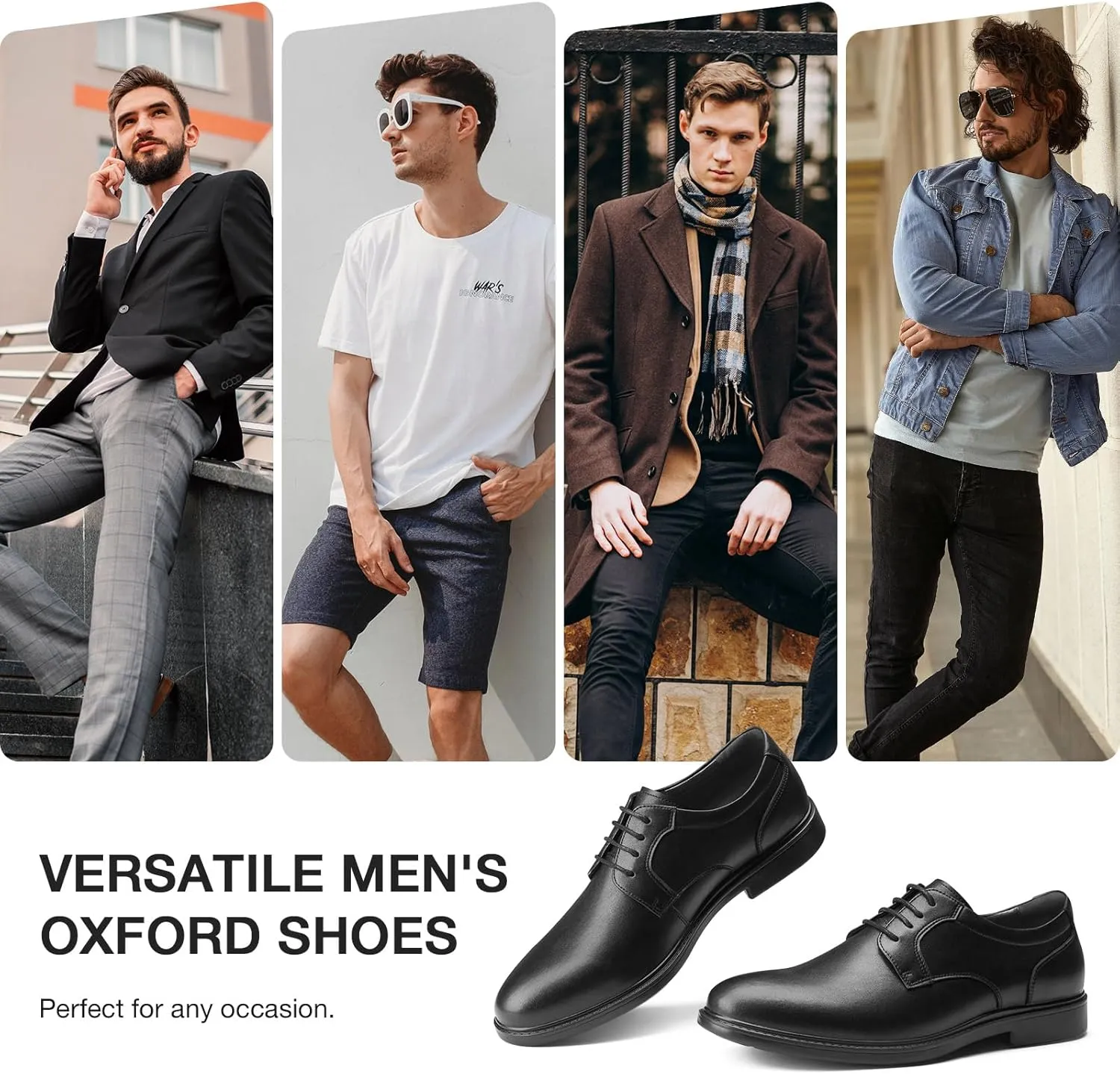 HEEZ Mens Dress Shoes Oxford Shoes for Men Split Leather Comfortable Nonslip Formal Business Shoes