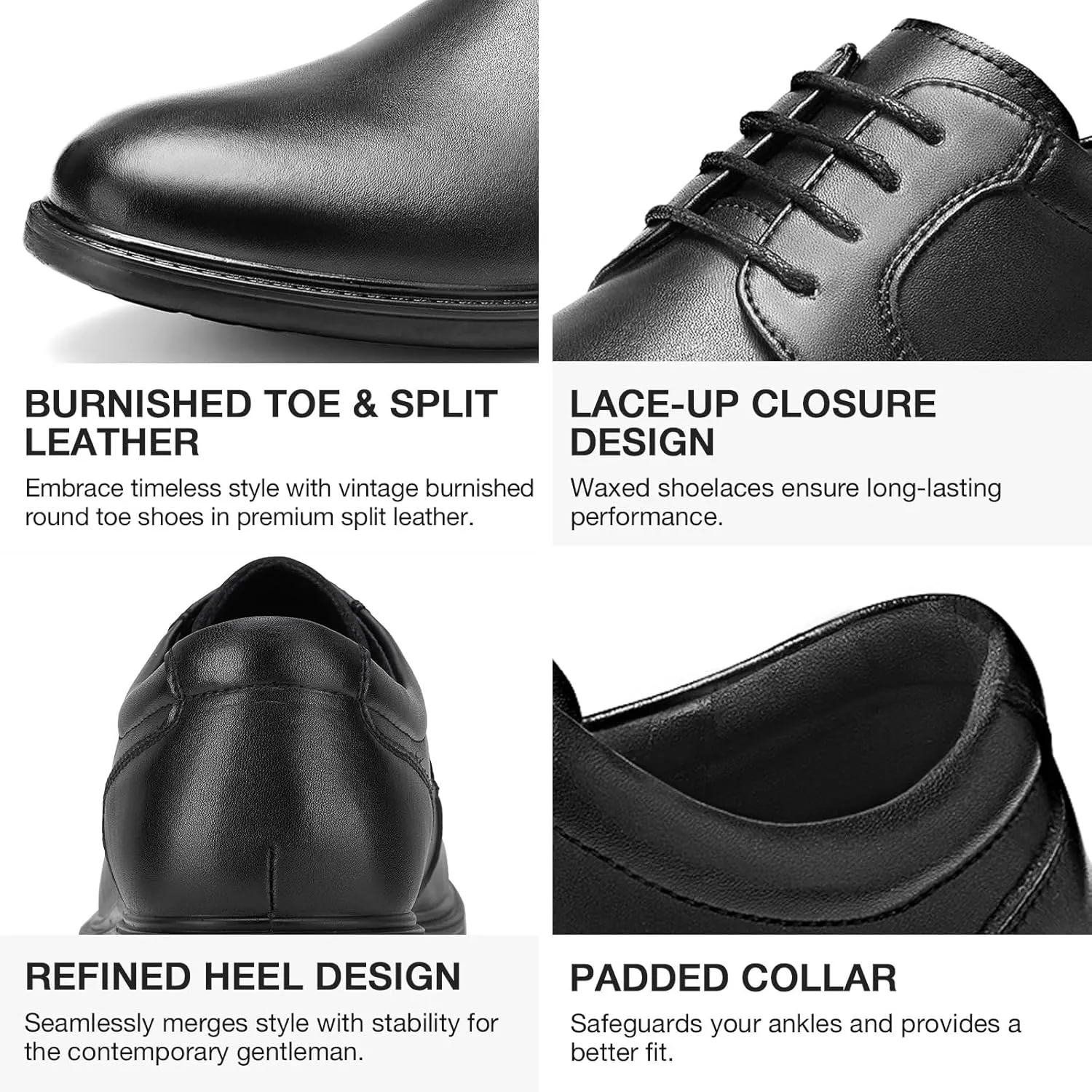HEEZ Mens Dress Shoes Oxford Shoes for Men Split Leather Comfortable Nonslip Formal Business Shoes