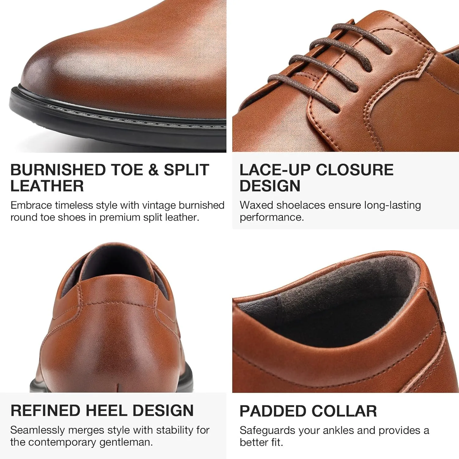 HEEZ Mens Dress Shoes Oxford Shoes for Men Split Leather Comfortable Nonslip Formal Business Shoes