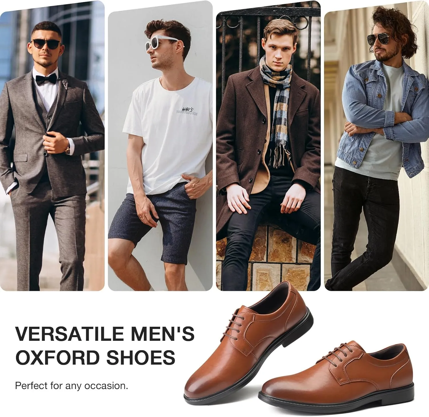 HEEZ Mens Dress Shoes Oxford Shoes for Men Split Leather Comfortable Nonslip Formal Business Shoes