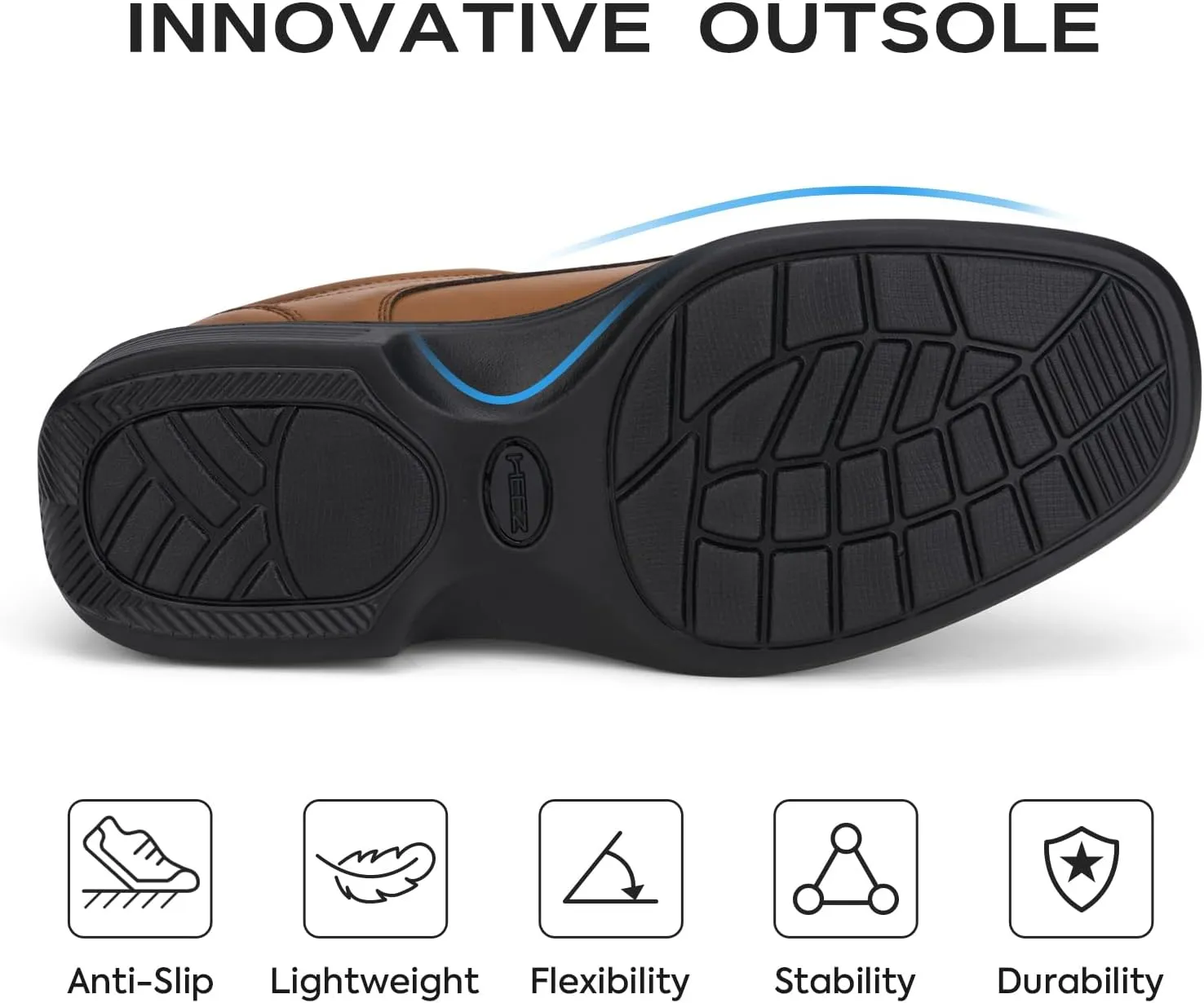 HEEZ Mens Dress Shoes,Split Leather Oxford Shoes with Square Toe, Classic Lace Up Formal Casual Business Shoes for Men