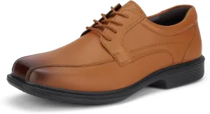 HEEZ Mens Dress Shoes,Split Leather Oxford Shoes with Square Toe, Classic Lace Up Formal Casual Business Shoes for Men