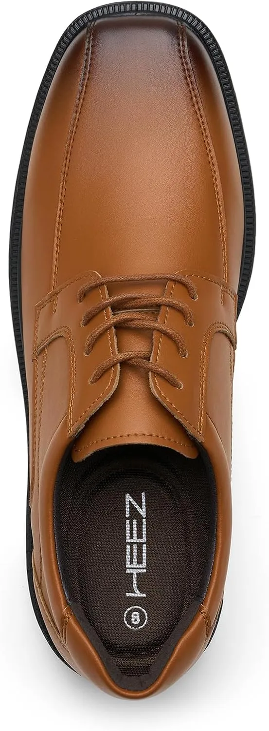 HEEZ Mens Dress Shoes,Split Leather Oxford Shoes with Square Toe, Classic Lace Up Formal Casual Business Shoes for Men