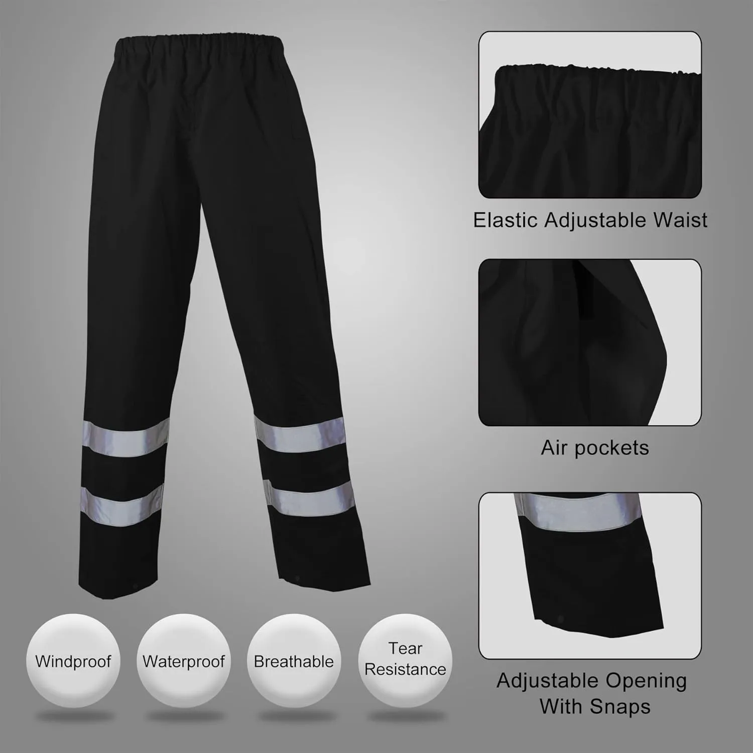 High Visibility Rain Jacket Waterproof for Men Class 3 Hi Vis Safety Rain Suit Jacket and Pants