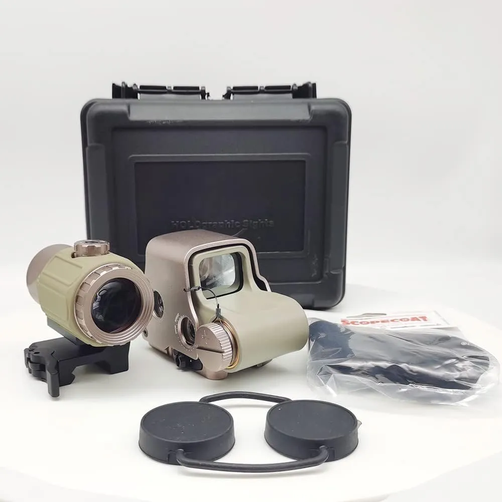Holographic 558 Sights Red Green Dot Sight Scope with G33/G43/G45 3X/5X Magnifier Switch to Side Quick Detachable QD Mount