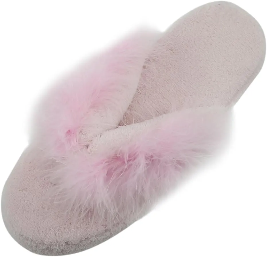 Home Slipper Women's Soft Fleece Indoor Non-Slip House Flip-Flops SPA Thong Slippers