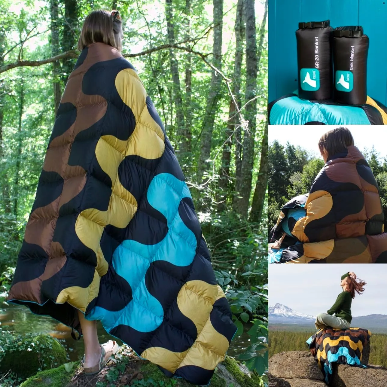 Horizon Hound Down Camping Blanket - Outdoor Travel Quilt | Sustainable, Insulated, Lightweight & Warm Gear for Sleep, Camping, Stadium, Hiking & Festivals | Water Resistant, Packable & Compact